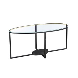 Artcraft Lighting Tavola 9 W LED Oval Black and Clear Tempered Glass Coffee Table