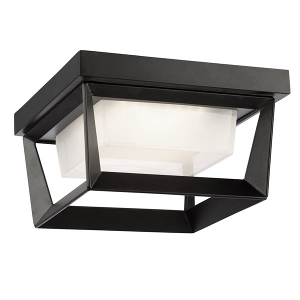 Artcraft Lighting Waterbury 9.1-in Black Hardwired Outdoor Flush Mount Light