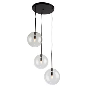 Artcraft Lighting Pinpoint 3-Light Black Mid-century Globe Standard Medium (10-22 Inches) Pendant Light