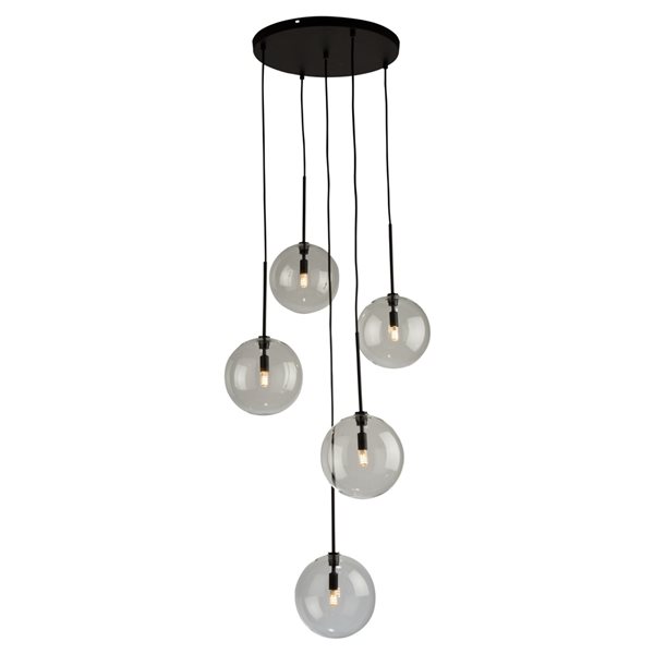 Artcraft Lighting Pinpoint 5-Light Black Mid-century Globe Standard Medium (10-22 Inches) Pendant Light