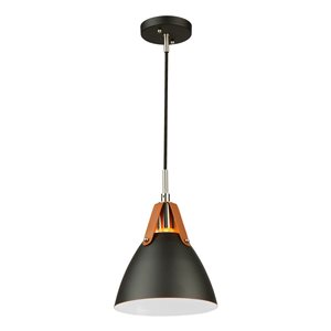 Artcraft Lighting Tote Black 1-Light Mid-century Cone Standard Medium (10-22 Inches) Pendant Light