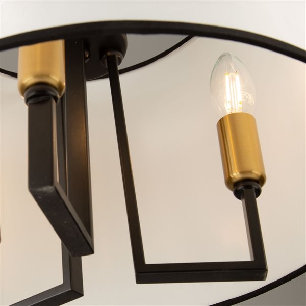 Artcraft-Lighting Coco Black and Gold 3-Light Semi-Flush Mount