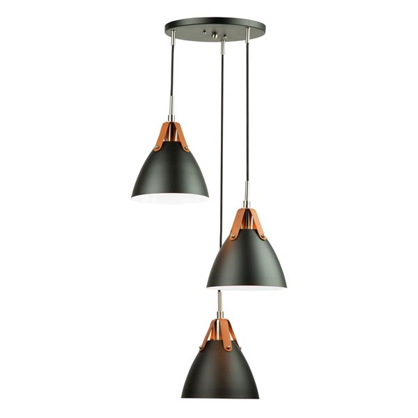 Artcraft Lighting Tote 3-Light Black Mid-century Cone Standard Medium (10-22 Inches) Pendant Light