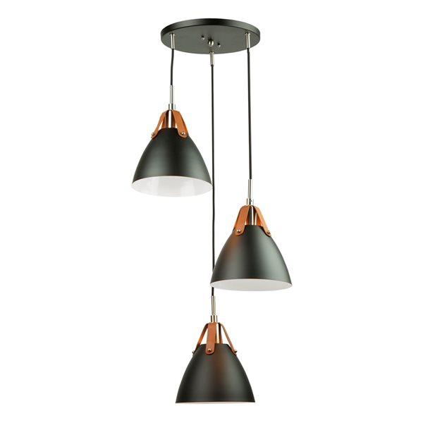 Artcraft Lighting Tote 3-Light Black Mid-century Cone Standard Medium (10-22 Inches) Pendant Light