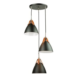 Artcraft Lighting Tote 3-Light Black Mid-century Cone Standard Medium (10-22 Inches) Pendant Light