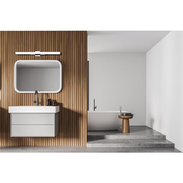 Luminaire pour meuble-lavabo chrome de 35,38 po Torretta par Eglo moderne et contemporain avec 1 lumière à DEL