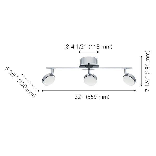 Eglo Salto 3-Light 22-in Chrome Dimmable Integrated LED Fixed Track Light Kit