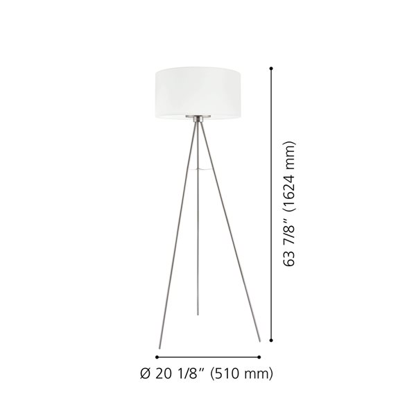 Eglo Fondachelli 63.88-in Matte Nickel Shaded Floor Lamp