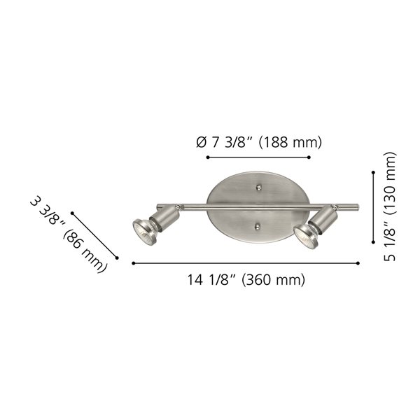 Eglo Buzz 2-Light 14.13-in Matte Nickel Dimmable Standard Fixed Track Light Kit