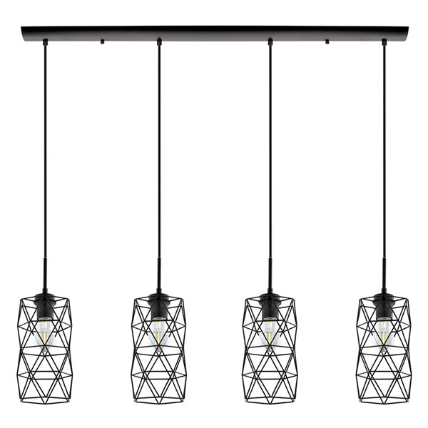 Eglo Estevau 2 Matte Black 4-Light Modern/Contemporary Cylinder LED Large Kitchen Island Light