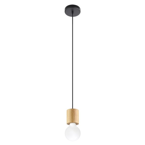 Eglo Turialdo Wood/Black 1-Light Modern/Contemporary Incandescent Mini Pendant Light