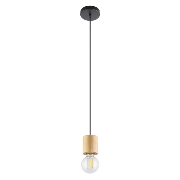 Eglo Turialdo Wood/Black 1-Light Modern/Contemporary Incandescent Mini Pendant Light