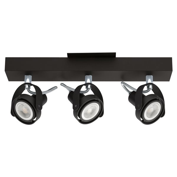 Luminaire sur rail fixe à 3 lumières Novorio 1 par Eglo de 15 po à intensité variable, noir