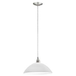 Eglo Lord 3 Matte Nickel 1-Light Modern/Contemporary White Glass Cone Incandescent Medium Pendant Light