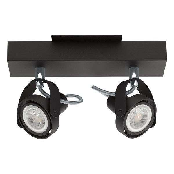 Luminaire sur rail fixe à 2 lumières Novorio 1 par Eglo de 8,63 po à intensité variable, noir