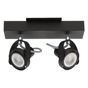 Luminaire sur rail fixe à 2 lumières Novorio 1 par Eglo de 8,63 po à intensité variable, noir