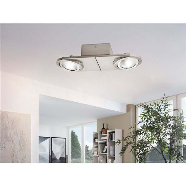 Eglo Brea 2-Light 14.5-in Matte Nickel Dimmable Integrated LED Flush-Mount Fixed Track Light Kit