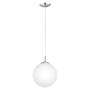 Luminaire suspendu moyen moderne et contemporain Rondo par Eglo avec 1 lumière à ampoule à incandescence, nickel mat