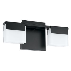 Luminaire pour meuble-lavabo noir de 13,63 po Vente par Eglo moderne et contemporain avec 2 lumières à DEL