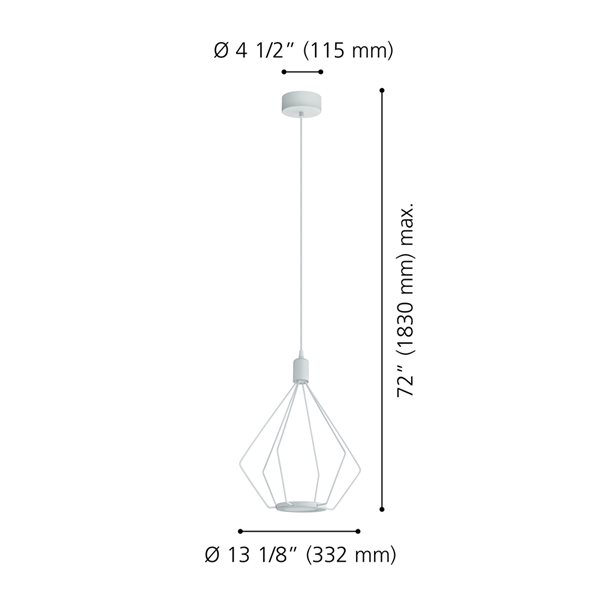 Luminaire suspendu moyen moderne et contemporain Cados par Eglo avec 1 lumière à DEL intégrée, blanc