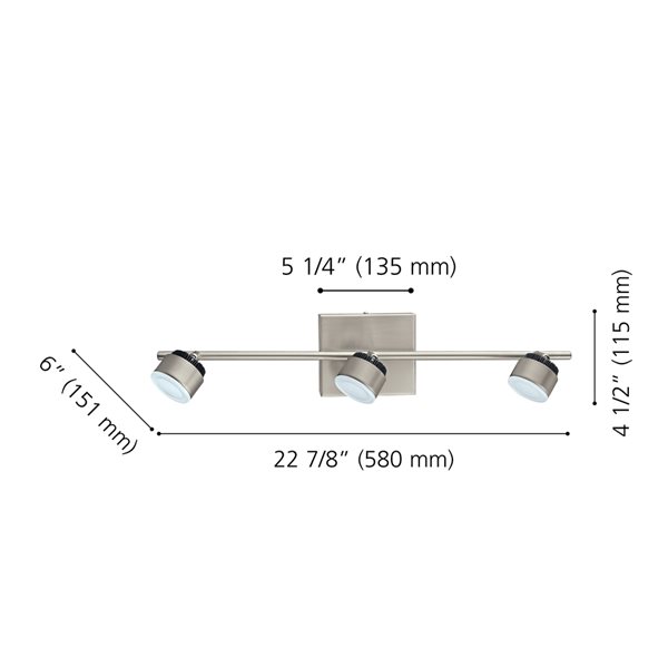 Eglo Armento 1 3-Light 22.88-in Matte Nickel Dimmable Integrated LED Fixed Track Light Kit