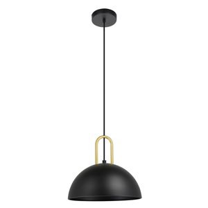 Eglo Calmanera Black 1-Light Modern/Contemporary Dome Incandescent Medium Pendant Light