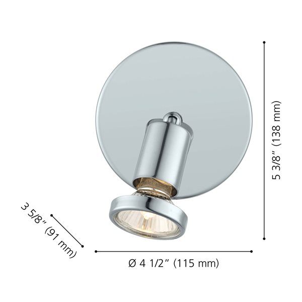Applique murale moderne et contemporaine à 1 lumière Buzz par Eglo de 4,5 po, chrome