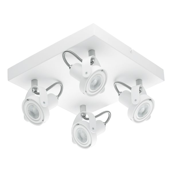 Luminaire sur rail fixe encastré à 4 lumières Novorio 1 par Eglo de 10,63 po à intensité variable, blanc