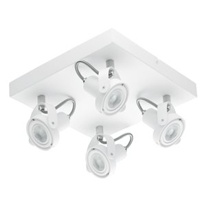 Luminaire sur rail fixe encastré à 4 lumières Novorio 1 par Eglo de 10,63 po à intensité variable, blanc