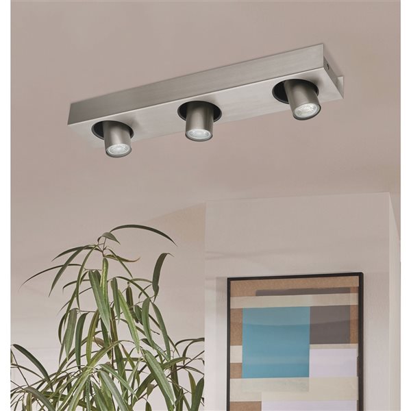 Eglo Robledo 1 3-Light 21.63-in Matte Nickel Dimmable Standard Flush-Mount Fixed Track Light Kit