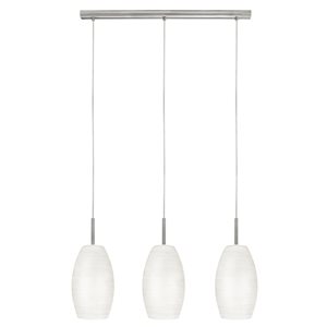 Eglo Batista 1 Matte Nickel 3-Light Modern/Contemporary White Glass Cylinder Incandescent Large Kitchen Island Light