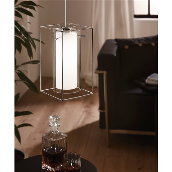 Petit luminaire suspendu moderne et contemporain Loncino 1 par Eglo avec 1 lumière à ampoule à incandescence, chrome