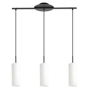 Eglo Troy 3 Black 3-Light Modern/Contemporary Opal Glass Cylinder Incandescent Large Kitchen Island Light