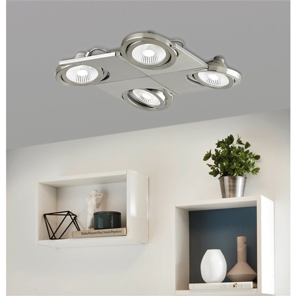 Eglo Brea 4-Light 14.5-in Matte Nickel Dimmable Integrated LED Flush-Mount Fixed Track Light Kit