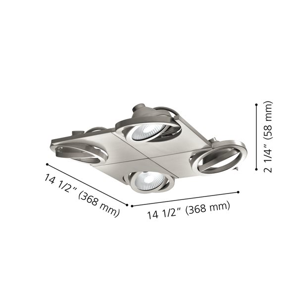 Eglo Brea 4-Light 14.5-in Matte Nickel Dimmable Integrated LED Flush-Mount Fixed Track Light Kit