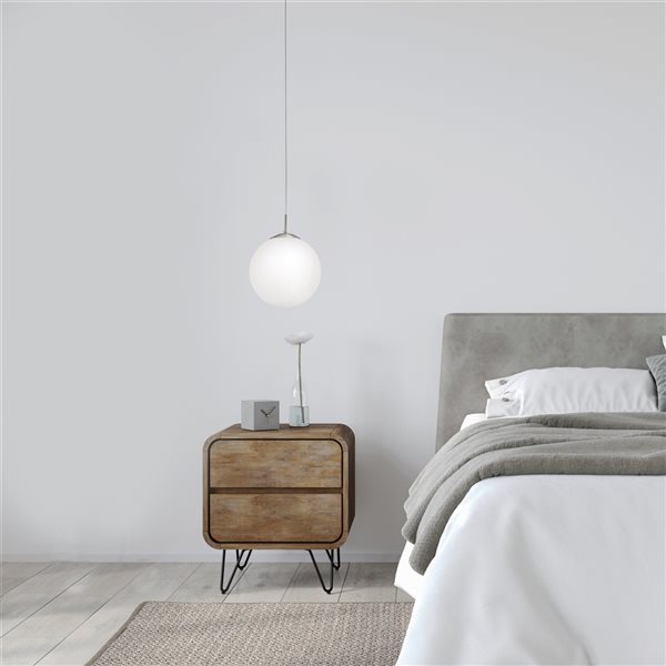 Petit luminaire suspendu moderne et contemporain Rondo de Eglo avec 1 lumière à ampoule à incandescence, nickel mat