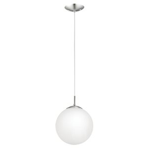 Eglo Rondo 1-Light Matte Nickel Modern/Contemporary Opal Glass Globe Incandescent Mini Pendant Light