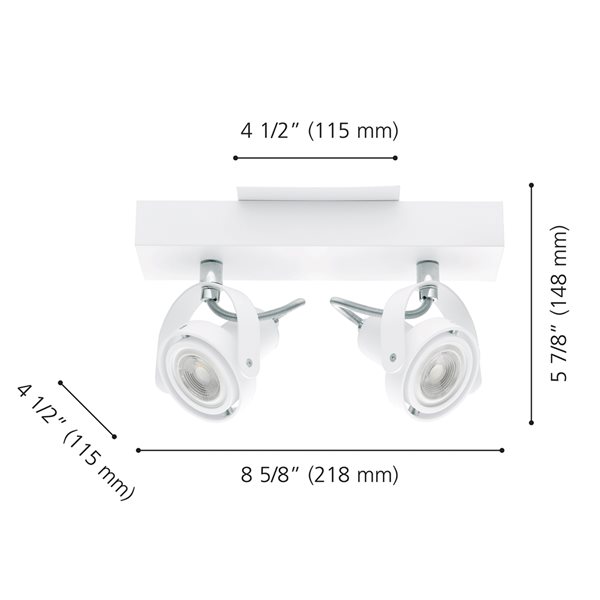 Eglo Novorio 1 2-Light 8.63-in White Dimmable Standard Fixed Track Light Kit