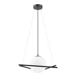 Grand luminaire suspendu moderne et contemporain Salvezinas par Eglo avec 1 lumière à ampoule à incandescence, noir