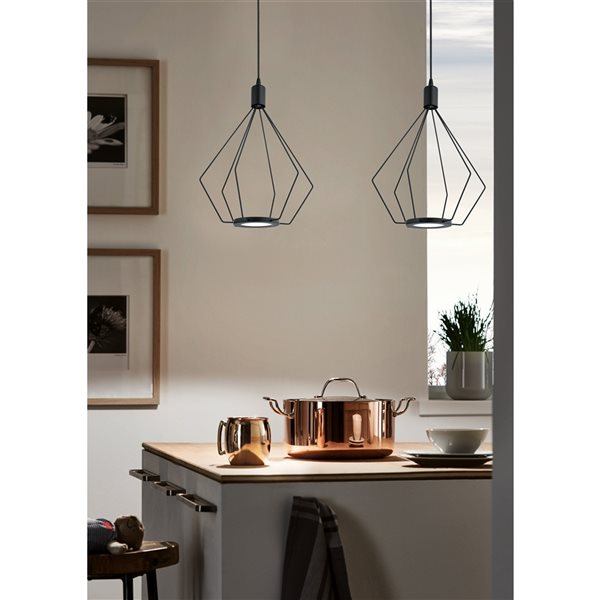 Eglo Cados Black 1-Light Modern/Contemporary Geometric Integrated LED Medium Pendant Light