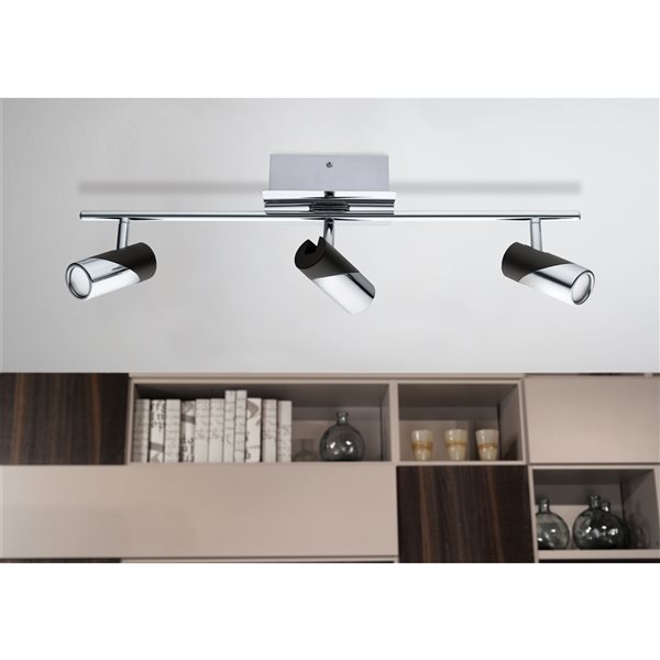 Eglo Bernedo 3-Light 23-in Black/Chrome Dimmable Integrated LED Fixed Track Light Kit