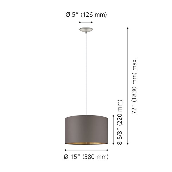 Eglo Maserlo 1-Light Matte Nickel Modern/Contemporary Drum Incandescent Medium Pendant Light