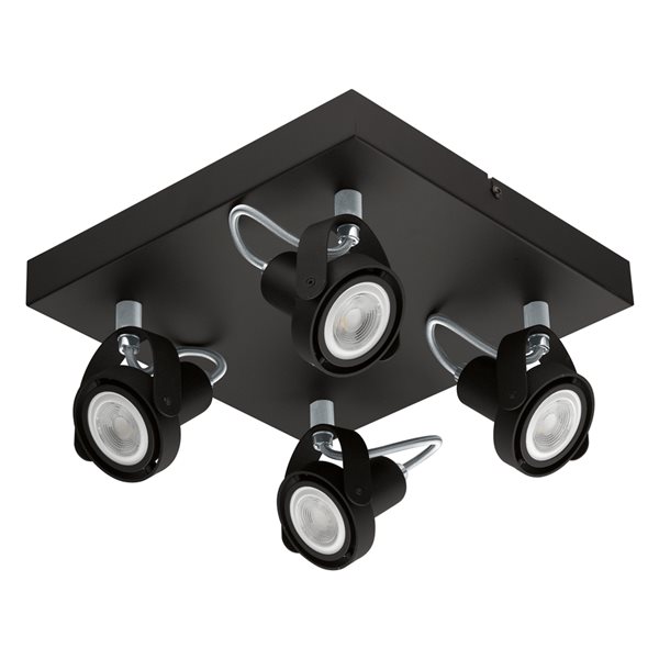 Eglo Novorio 1 4-Light 10.63-in Black Dimmable Standard Flush-Mount Fixed Track Light Kit