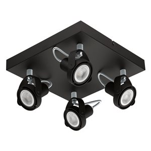 Eglo Novorio 1 4-Light 10.63-in Black Dimmable Standard Flush-Mount Fixed Track Light Kit