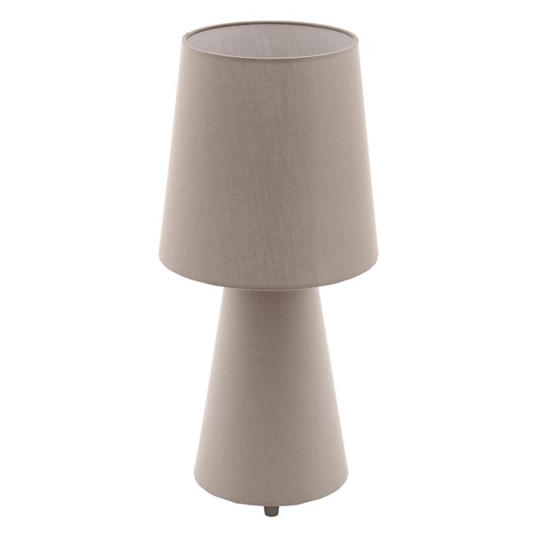 Lampe de table à ampoule à incandescence avec interrupteur en ligne Carpara par Eglo de 18,5 po, taupe avec abat-jour en t…