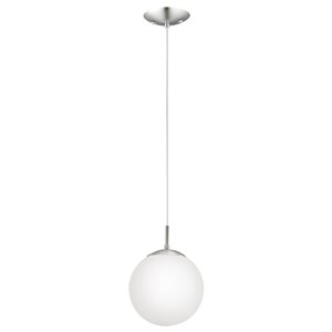 Eglo Rondo Matte Nickel 1-Light Modern/Contemporary Opal Glass Globe Incandescent Mini Pendant Light