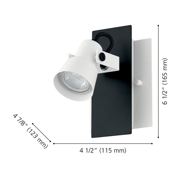 Eglo Trillo LED 4.5-in W 1-Light Black/White Modern/Contemporary Wall Sconce