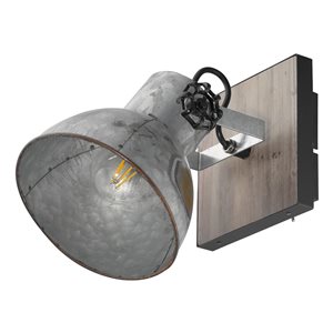 Eglo Barnstaple 6.88-in W 1-Light Black/Bleached Wood Rustic Wall Sconce