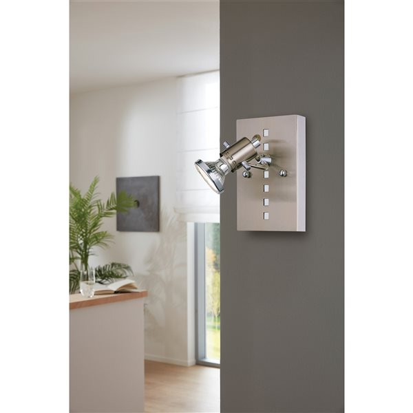 Eglo Fizz 4.5-in W 1-Light Matte Nickel/Chrome Modern/Contemporary Wall Sconce