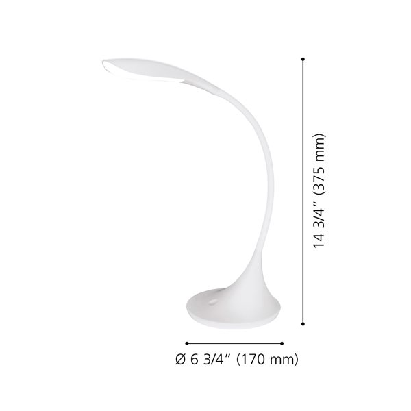 Eglo Dambera 14.75-in Adjustable Matte White Touch Swing-Arm LED Desk Lamp